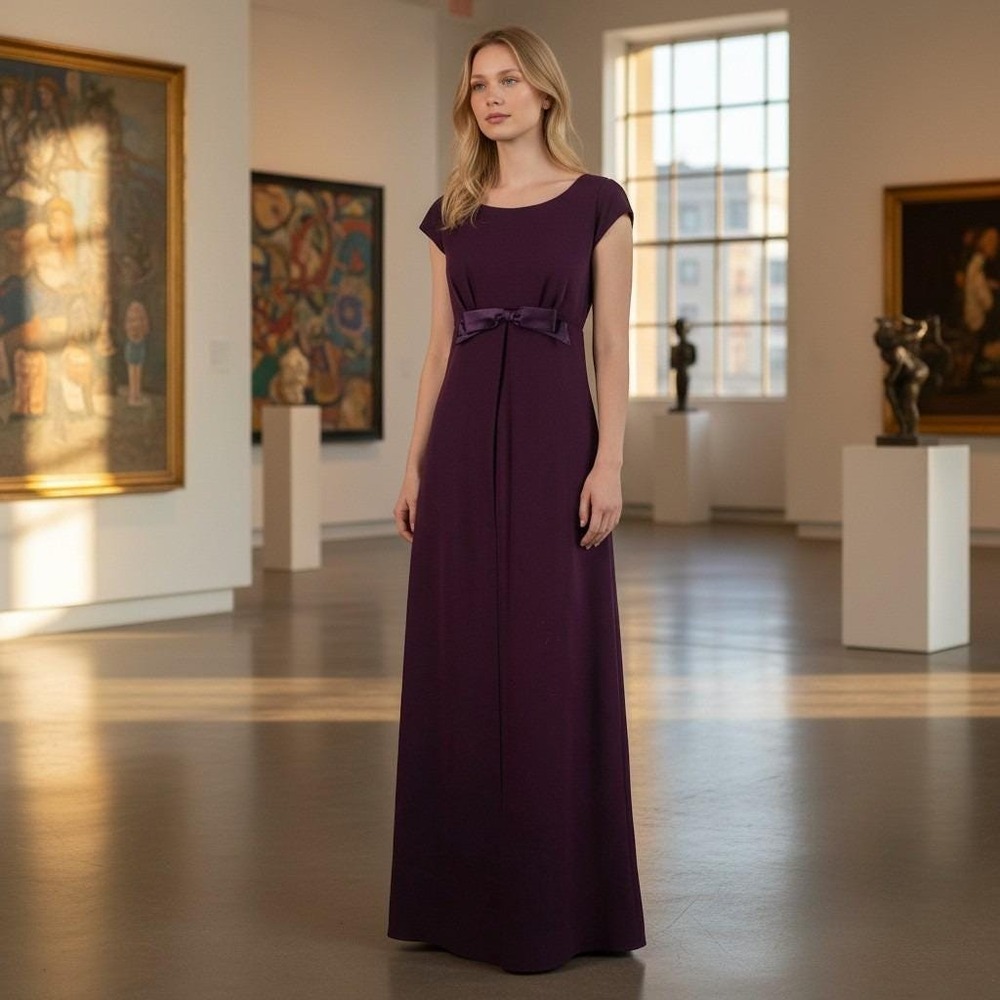 Vintage 90s Jordan Crepe Empire Waist maxi Gown Purple Size 11/12